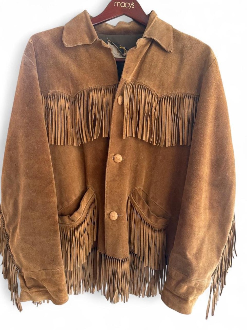 Weather Jack Sportswear Men's Vintage 1970’s Leather Fringe Jacket Made in USA